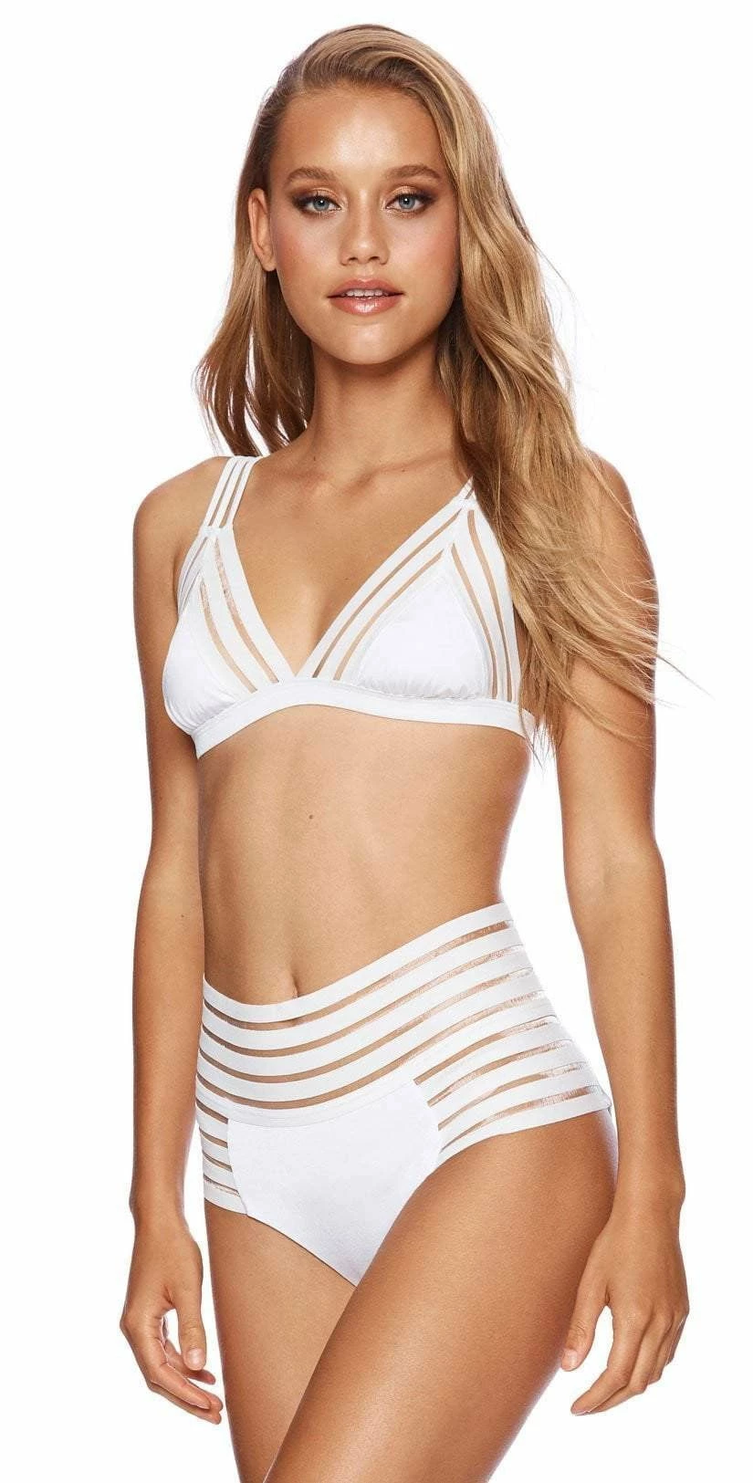 Beach Bunny Sheer Addiction Triangle Top In White 3 Beach Bunny Sheer Addiction Triangle Top In White