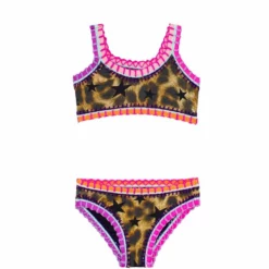 PQ Swim Girls Jungle Sporty Rainbow Embroidered Bikini