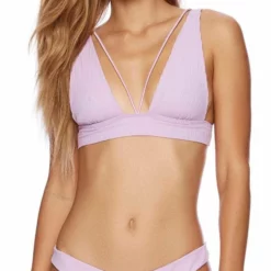 Beach Bunny Larson High Apex Bikini Top In Lavender