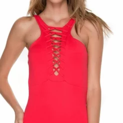 Malai High Neck One Piece In Cherry OP0092 7 Malai High Neck One Piece In Cherry OP0092 -Sunflair Verkäufe malaiOP92