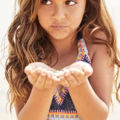 PilyQ Kids Sparkle Denim Embroidered One Piece Swimsuit -Sunflair Verkäufe pilyq rainbow embroidered KIDS2018 GLAM 13 SPK 606P