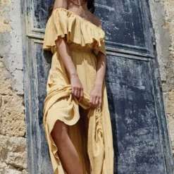 Elan Long Maxi In Mustard RG5463 MUS