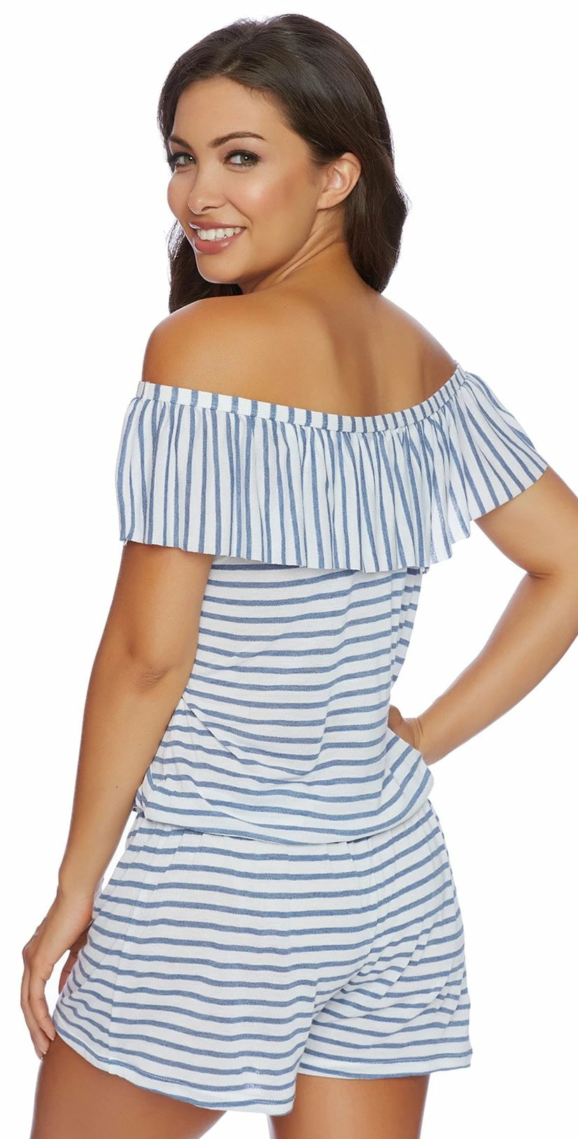 Splendid Chambray All Day Off The Shoulder Romper SP48777-BLU 4 Splendid Chambray All Day Off The Shoulder Romper SP48777-BLU – Bild 2