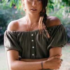 XIX Palms Aspen Abroad Top In Hunter Green